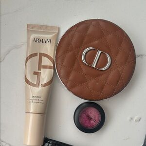 Giorgio Armani Skin Tint with Brown Compact and Pink Shadow